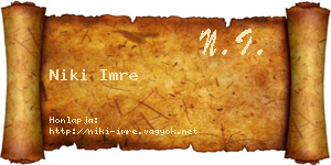 Niki Imre névjegykártya